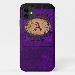 Case-Mate iPhone Case Vintage violet fleuri et Monogramme A
