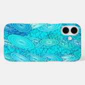 Coques Case-Mate iPhone "Vinyl Blues" abstrait - turquoise, bleu, blanc (Verso (horizontal))
