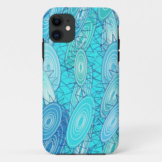 Coques Case-Mate iPhone "Vinyl Blues" abstrait - turquoise, bleu, blanc (Dos)
