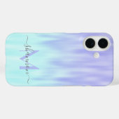Coques Case-Mate iPhone Violet Aqua Blue Pastel Ombre Chic Script Monogram (Verso (horizontal))