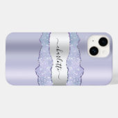 Coques Case-Mate iPhone Violet argenté en marbre (Verso (horizontal))