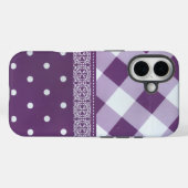 Coques Case-Mate iPhone Violet blanc À damiers Polka Dot Floral Damask Art (Verso (horizontal))