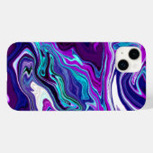 Coques Case-Mate iPhone Violet, Bleu et Turquoise Abstrait Fluid Art (Verso (horizontal))