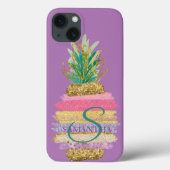 Coques Case-Mate iPhone Violet d'ananas à Parties scintillant rayée (Verso)