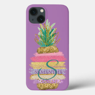 Case-Mate iPhone Case Violet d'ananas à Parties scintillant rayée