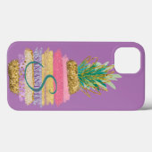Coques Case-Mate iPhone Violet d'ananas à Parties scintillant rayée (Verso (horizontal))