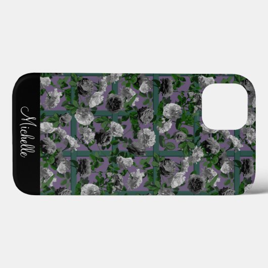 Coques Case-Mate iPhone Violet Élégant Roses floraux (Verso (horizontal))