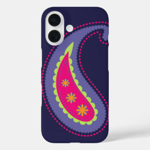Coques iPhone 16 Violet et Rose Paisley