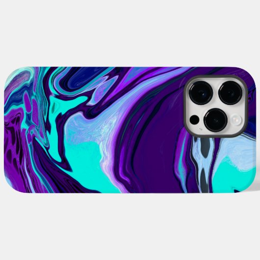 Coques Case-Mate iPhone Violet et Turquoise Abstrait Fluid Art (Verso (horizontal))