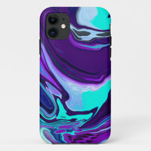 Case-Mate iPhone Case Violet et Turquoise Abstrait Fluid Art