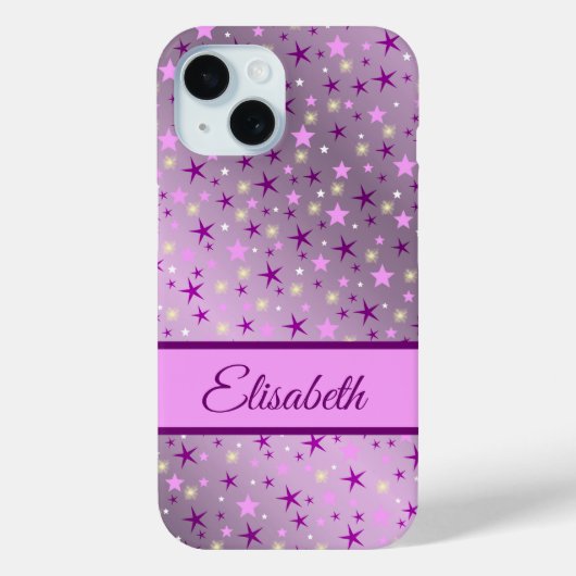 Coques Case-Mate iPhone violet,étoiles,personnaliser + étui, étui, (Verso)
