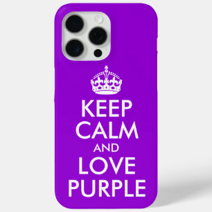 Coque iPhone 15 Pro Max Violet foncé et blanc Garder calme et amour violet