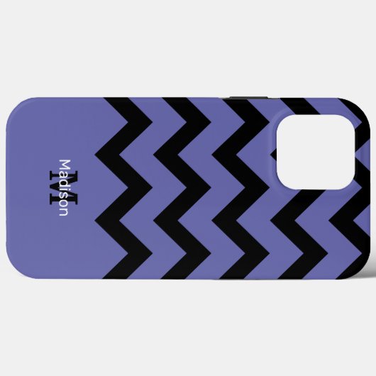 Coques Case-Mate iPhone violet noir Chevron motif Monogramme (Verso (horizontal))