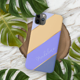 Case-Mate iPhone Case Violet Pourpre Bleu Pastel Jaune Rayures Personnal