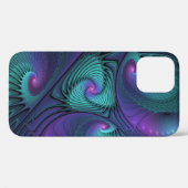 Coques Case-Mate iPhone Violet Rencontre Turquoise Art Fractal Abstrait Mo (Verso (horizontal))