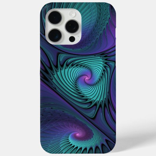 Coques Case-Mate iPhone Violet Rencontre Turquoise Art Fractal Abstrait Mo (Verso)