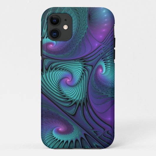 Coques Case-Mate iPhone Violet Rencontre Turquoise Art Fractal Abstrait Mo (Dos)