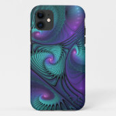 Coques Case-Mate iPhone Violet Rencontre Turquoise Moderne Art Fractal Abs (Dos)