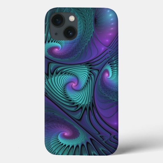 Coques Case-Mate iPhone Violet rencontre Turquoise moderne art fractal abs (Verso)