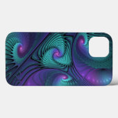 Coques Case-Mate iPhone Violet rencontre Turquoise moderne art fractal abs (Verso (horizontal))