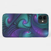 Coques Case-Mate iPhone Violet Rencontre Turquoise Moderne Art Fractal Abs (Dos (Horizontal))