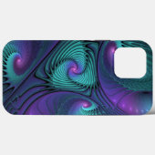 Coques Case-Mate iPhone Violet Rencontre Turquoise Moderne Art Fractal Abs (Verso (horizontal))