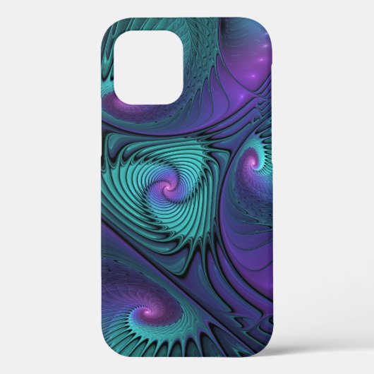 Coques Case-Mate iPhone Violet Rencontre Turquoise Moderne Art Fractal Abs (Verso)