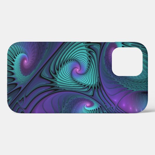 Coques Case-Mate iPhone Violet Rencontre Turquoise Moderne Art Fractal Abs (Verso (horizontal))