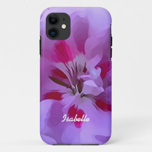 Coques Pour iPhone Violet rose Abstrait Hibiscus Fleur personnalisée