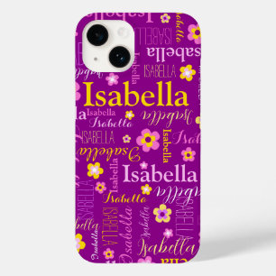 Coque Pour iPhone 14 Violet rose jaune filles Nom Miranda