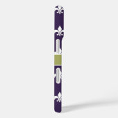 Coques Case-Mate iPhone Violet vert olive Fleur de Lis Monogram (Verso / Droite)