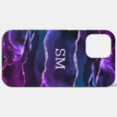 Coques Case-Mate iPhone Violet violet Agate moderne Monogramme (Verso (horizontal))