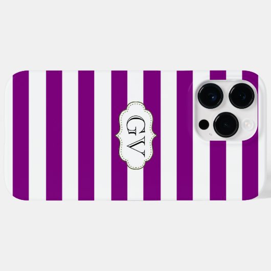 Coques Case-Mate iPhone Violet violet & Blancs Initiales Monogramme (Verso (horizontal))