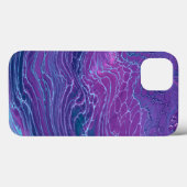 Coques Case-Mate iPhone Violet Violet Bleu Marbré Acrylique Abstraction (Verso (horizontal))
