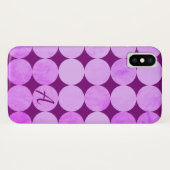 Coques Case-Mate iPhone Violet, Violet Magenta et Cercles roses Monogramme (Dos (Horizontal))