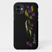 Coques Case-Mate iPhone Violet violet noir floral (Dos)