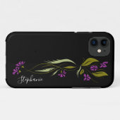 Coques Case-Mate iPhone Violet violet noir floral (Dos (Horizontal))