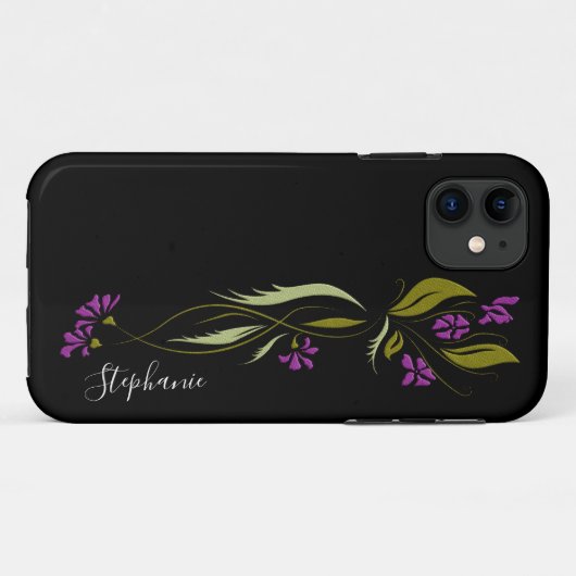 Coques Case-Mate iPhone Violet violet noir floral (Dos (Horizontal))