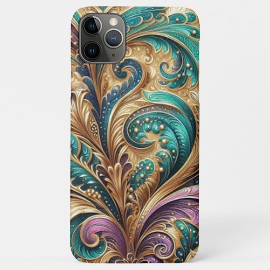 Coques Case-Mate iPhone Violet violet Turquoise bleu vert or Motif Paisley (Dos)