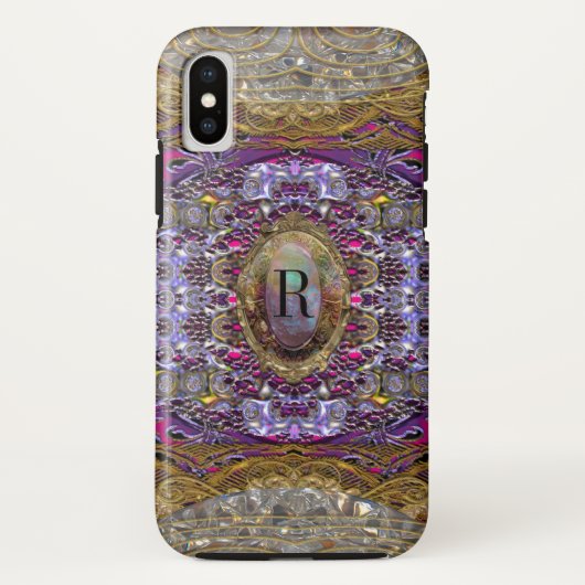 Coques Case-Mate iPhone Violets Baylphine beau monogramme (Dos)