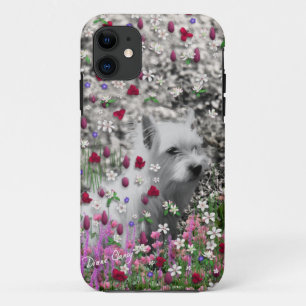 Etui iPhone Case-Mate Violette en fleurs - chien blanc de Westie