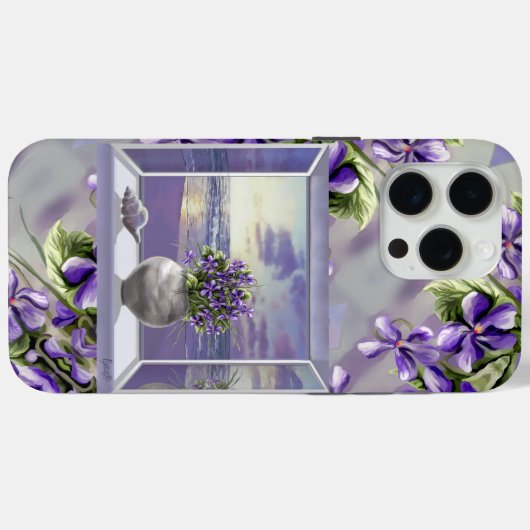 Coques Case-Mate iPhone violettes dans un bocal de lune (Verso (horizontal))