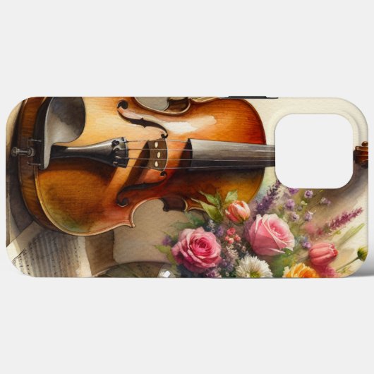 Coques Case-Mate iPhone Violon, Partition et un Vase de Fleurs (Verso (horizontal))