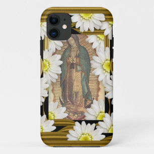 Coque iPhone 11 Virgen De Guadalupe (avec des marguerites)