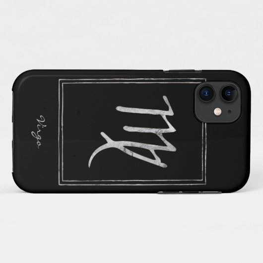 Coques Case-Mate iPhone Virgo martelé argent stylisé astrologie zodiac (Dos (Horizontal))