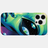 Coques Case-Mate iPhone Visage Alien avec des planètes Réflexions dans les (Verso (horizontal))