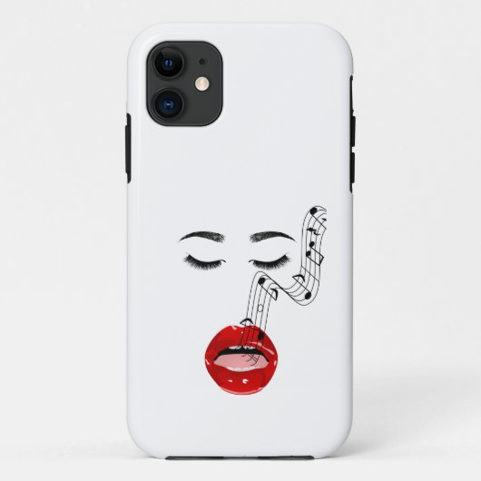 Coques Case-Mate iPhone Visage Chantant avec Notes de Musique, Cadeau pour (Dos)