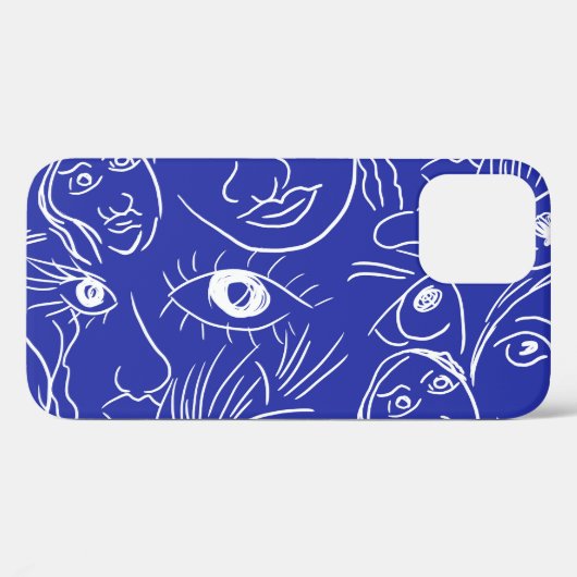 Coques Case-Mate iPhone Visage de beauté : dessin à une ligne. (Verso (horizontal))