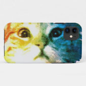 Coques Case-Mate iPhone Visage de chat d'arc-en-ciel (Dos (Horizontal))