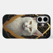 Coques Case-Mate iPhone Visage de chat doré craquelé Art animal mystique ✨ (Verso (horizontal))